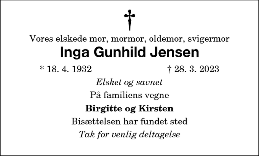 D Dsannonce Inga Gunhild Jensen Nyk Bing Falster D Dsannoncer Dk