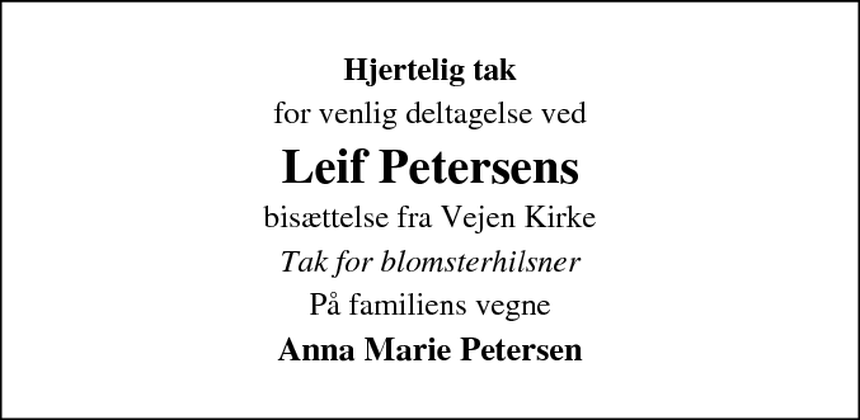 D Dsannonce Leif Petersen Vejen D Dsannoncer Dk