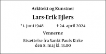 Dødsannoncen for Lars-Erik Ejlers - 3150 Hellebæk