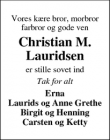 Dødsannoncen for Christian M.
Lauridsen - Ikast