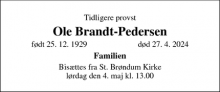 Dødsannoncen for Ole Brandt-Pedersen - Skørping