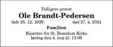 Dødsannoncen for Ole Brandt-Pedersen - Skørping