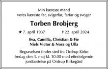 Dødsannoncen for Torben Brobjerg - Charlottenlund