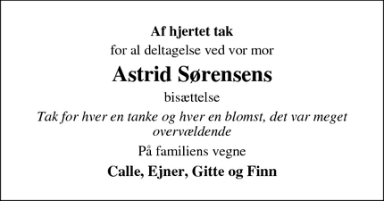 Taksigelsen for Astrid Sørensen - Løjt Kirkeby 