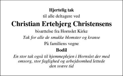 Taksigelsen for Christian Ertebjerg Christensen - Hornslet