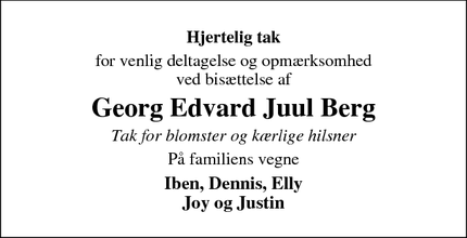 Taksigelsen for Georg Edvard Juul Berg - Ryomgård