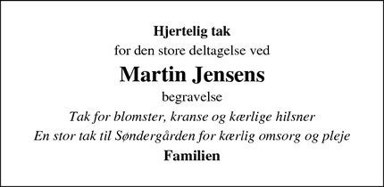 Taksigelsen for Martin Jensen - Brædstrup