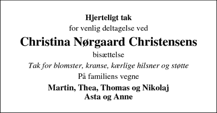 Taksigelsen for Christina Nørgaard Christensen - Holstebro