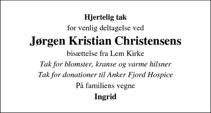 Taksigelsen for Jørgen Kristian Christensens - Lem