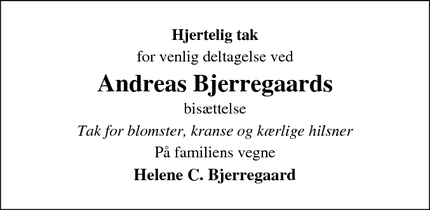 Taksigelsen for Andreas Bjerregaard - 6880 Tarm (Ådum)