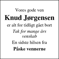 Dødsannoncen for Knud Jørgensen - Ringkøbing 