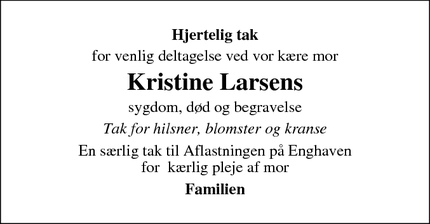 Taksigelsen for Kristine Larsens - Skjern