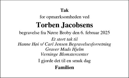 Taksigelsen for Torben Jacobsen - Nr Broby 