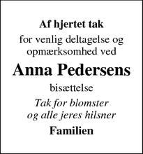 Taksigelsen for Anna Pedersens - Egtved