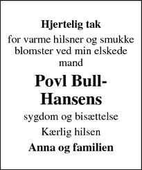 Taksigelsen for Povl Bull-Hansens - Haderslev