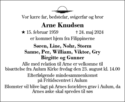 Dødsannoncen for Arne Knudsen - Herning