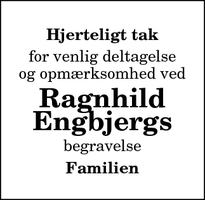 Taksigelsen for Ragnhild
Engbjerg - Hirtshals