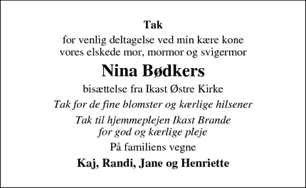 Taksigelsen for Nina Bødkers - Bording