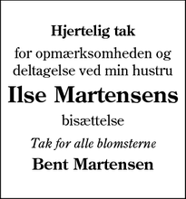 Taksigelsen for  Ilse Martensens - Sønderborg