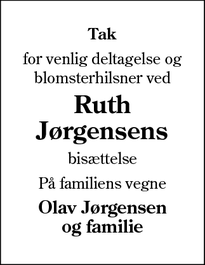 Taksigelsen for Ruth Jørgensen - Rødekro/Aabenraa