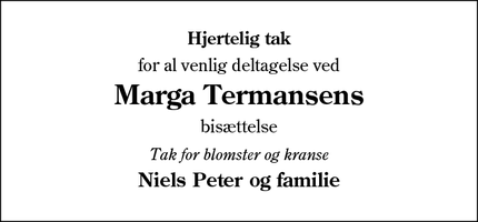 Taksigelsen for Marga Termansen - Esbjerg