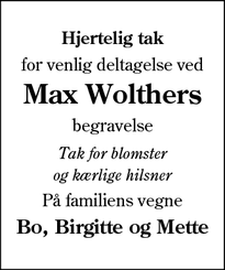 Taksigelsen for Max Wolther - Nyborg