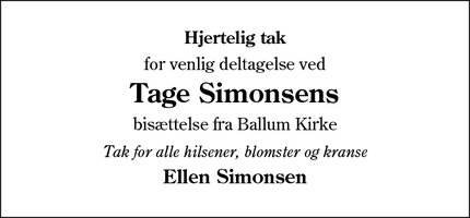 Taksigelsen for Tage Simonsen - Bredebro