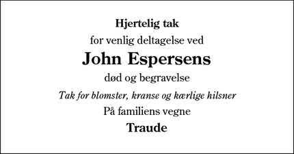 Taksigelsen for John Espersen - Tønder