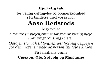 Taksigelsen for Aase Bedsted - Brønderslev