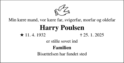 Dødsannoncen for Harry Poulsen - Thisted