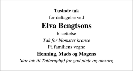 Taksigelsen for Elva Bengtson - Frederiksdund