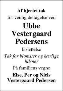 Taksigelsen for Ubbe Vestergaard Pedersen - Lemvig