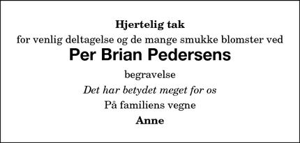 Taksigelsen for Per Brian Pedersen - Stubekøbing