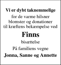 Taksigelsen for Finn - Sørup