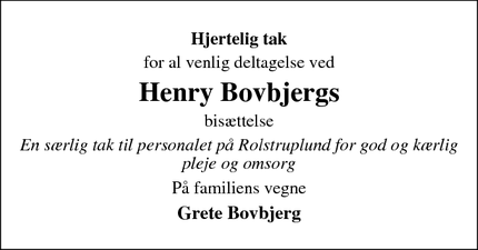 Taksigelsen for Henry Bovbjergs - Nykøbing M