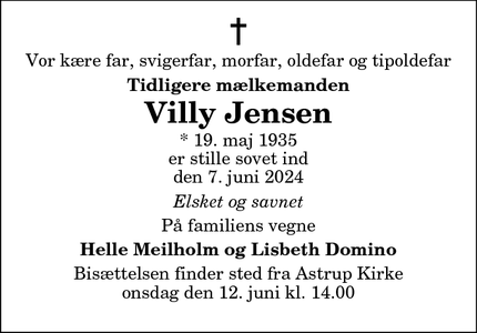 Dødsannoncen for Villy Jensen - Hadsund