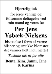 Taksigelsen for  Per Jens
Ysbæk-Nielsens - Gammel Holte