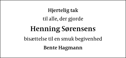 Taksigelsen for Henning Sørensen - København