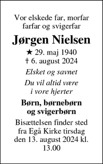 Dødsannoncen for Jørgen Nielsen - Risskov