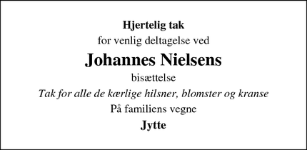 Taksigelsen for Johannes Nielsen - Skive