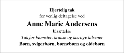 Taksigelsen for Anne Marie Andersen - Augustenborg