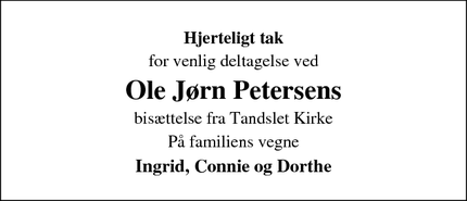 Taksigelsen for Ole Jørn Petersen - Augustenborg