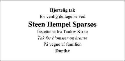 Taksigelsen for Steen Hempel Sparsøs - Fredericia