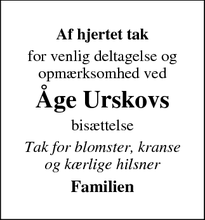 Taksigelsen for Åge Urskov - Fredericia