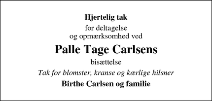 Taksigelsen for Palle Tage Carlsen - Korsør