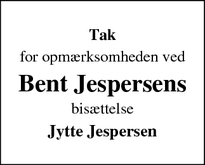 Taksigelsen for Bent Jespersen - Struer