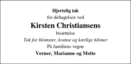 Taksigelsen for Kirsten Christiansen - Ølgod