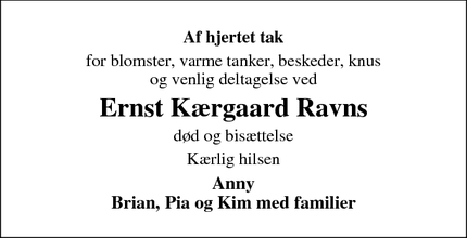 Taksigelsen for Ernst Kærgaard Ravn - Holsted