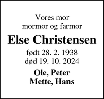 Dødsannoncen for Else Christensen - Tinglev