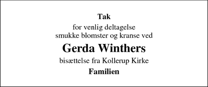 Taksigelsen for Gerda Winthers - Jelling